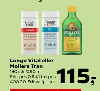 Kvickly Longo Vital eller Møllers Tran tilbud