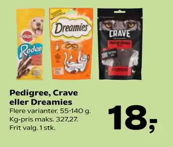 Pedigree, Crave eller Dreamies