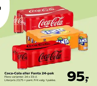 Kvickly Coca-Cola eller Fanta 24-pak tilbud