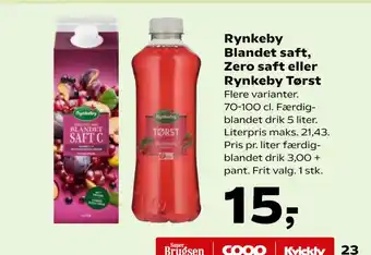SuperBrugsen Rynkeby Blandet saft, Zero saft eller Rynkeby Tørst tilbud