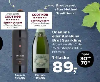 SuperBrugsen Unanime eller Amaluna Brut Sparkling tilbud