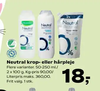 SuperBrugsen Neutral krop- eller hårpleje tilbud