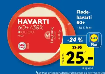 Lidl Flødehavarti 60+ tilbud