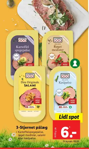 Lidl 3-Stjernet pålæg tilbud