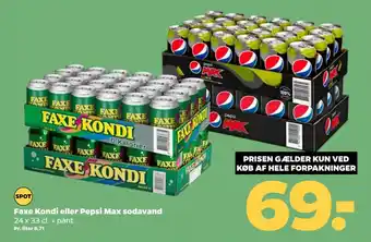 Netto Faxe Kondi eller Pepsi Max sodavand tilbud