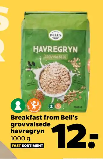 Netto Breakfast from Bell's grovvalsede havregryn tilbud