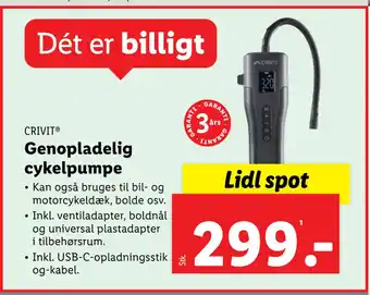 Genopladelig cykelpumpe