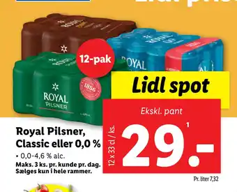 Lidl Royal Pilsner, Classic eller 0,0 % tilbud