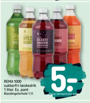 REMA 1000 REMA 1000 sukkerfri læskedrik 1 liter tilbud
