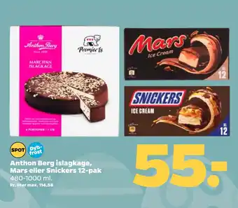 Netto Anthon Berg islagkage, Mars eller Snickers 12-pak tilbud
