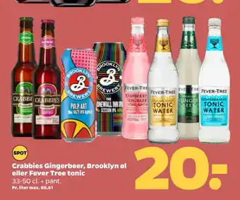 Netto Crabbies Gingerbeer, Brooklyn øl eller Fever Tree tonic tilbud