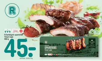 REMA 1000 Frilandsgris spareribs Tilsat lage 550 g tilbud
