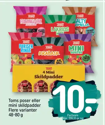 REMA 1000 Toms poser eller mini skildpadder Flere varianter 48-80 g tilbud