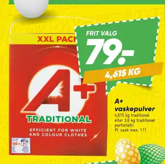Bilka A+ vaskepulver tilbud