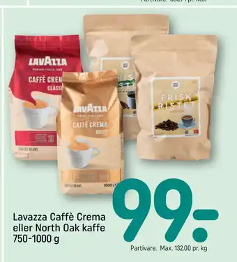 REMA 1000 Lavazza Caffè Crema eller North Oak kaffe 750-1000 g tilbud