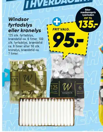 Bilka Windsor fyrfadslys eller kronelys tilbud