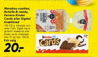 Bilka Marabou cookies, Nutella B-ready, Ferrero Kinder Cards eller Sigdal knækbrød tilbud