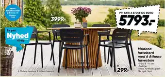 Modena havebord med 6 Athena havestole