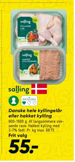 Bilka Danske hele kyllingelår eller hakket kylling tilbud