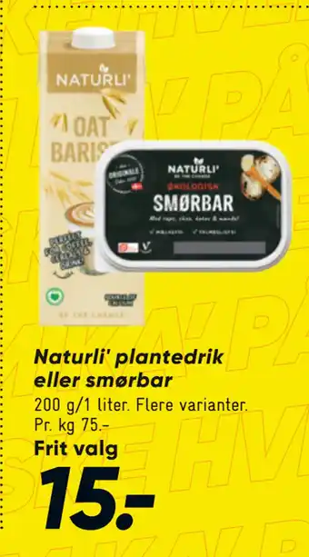 Bilka Naturli' plantedrik eller smørbar tilbud