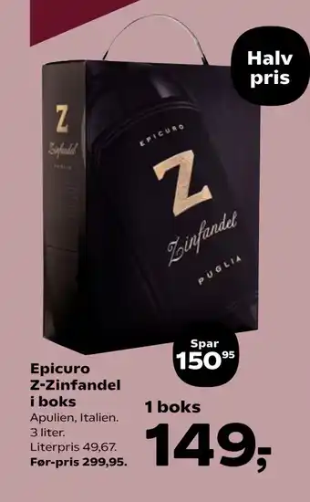 SuperBrugsen Epicuro Z-Zinfandel i boks tilbud