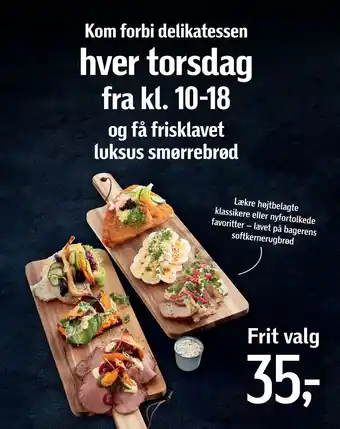 Føtex Kom forbi delikatessen hver torsdag fra kl. 10- 18 og få frisklavet luksus smørrebrød tilbud