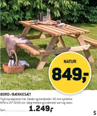 XL-BYG Bord/Bænkesæt tilbud