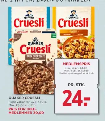 MENY QUAKER CRUESLI tilbud