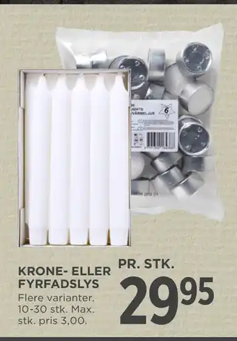 MENY KRONE- ELLER FYRFADSLYS tilbud