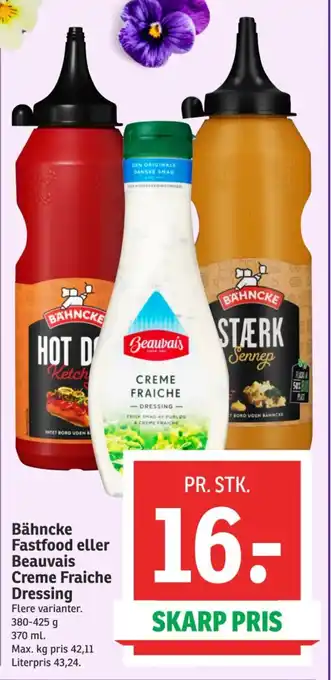SPAR Bähncke Fastfood eller Beauvais Creme Fraiche Dressing tilbud