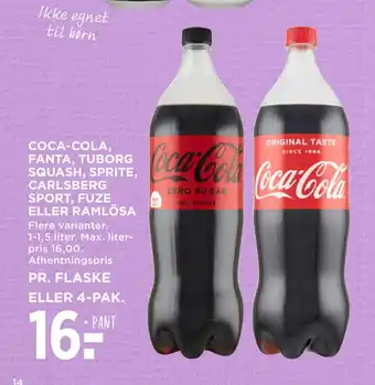 MENY COCA-COLA, FANTA, TUBORG SQUASH, SPRITE, CARLSBERG SPORT, FUZE ELLER RAMLÖSA tilbud
