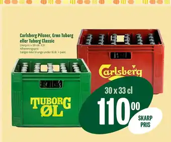 Min Købmand Carlsberg Pilsner, Grøn Tuborg eller Tuborg Classic tilbud