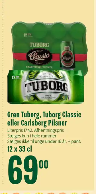 Min Købmand Grøn Tuborg, Tuborg Classic eller Carlsberg Pilsner tilbud