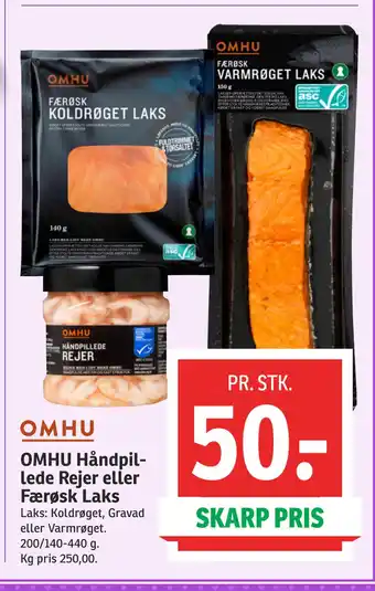 SPAR OMHU Håndpillede Rejer eller Færøsk Laks tilbud