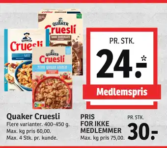 SPAR Quaker Cruesli tilbud