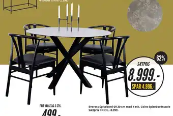 My Home Everest Spisebord Ø120 cm med 4 stk. Coint Spisebordsstole tilbud
