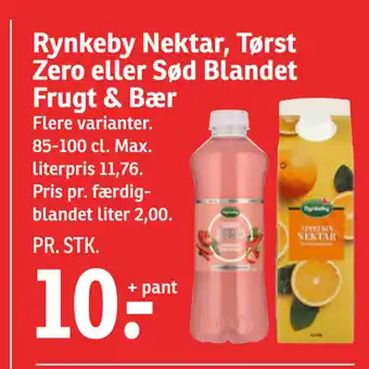 SPAR Rynkeby Nektar, Tørst Zero eller Sød Blandet Frugt & Bær tilbud