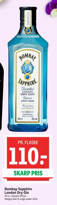 SPAR Bombay Sapphire London Dry Gin tilbud