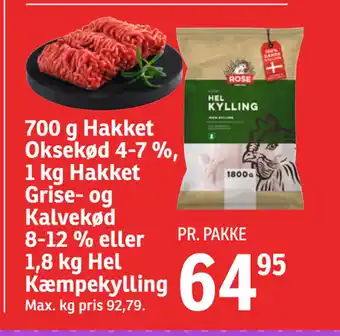 SPAR 700 g Hakket Oksekød 4-7 %, 1 kg Hakket Grise- og Kalvekød 8-12 % eller 1,8 kg Hel Kæmpekylling tilbud