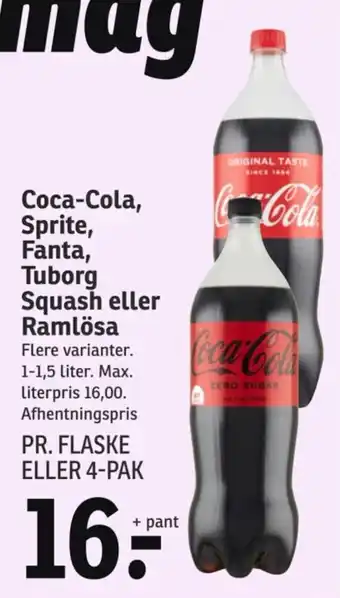 SPAR Coca-Cola, Sprite, Fanta, Tuborg Squash eller Ramlösa tilbud