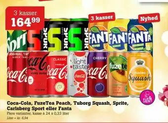 Poetzsch Padborg Coca-Cola, FuzeTea Peach, Tuborg Squash, Sprite, Carlsberg Sport eller Fanta tilbud