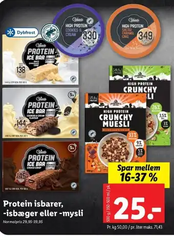 Lidl Protein isbarer, -isbæger eller -mysli tilbud