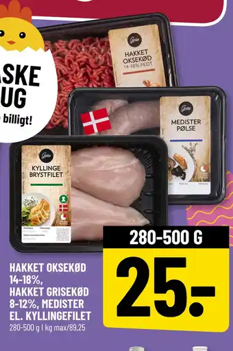Løvbjerg HAKKET OKSEKØD 14-18%, HAKKET GRISEKØD 8-12%, MEDISTER EL. KYLLINGEFILET tilbud