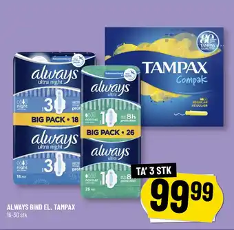 Løvbjerg ALWAYS BIND EL. TAMPAX tilbud