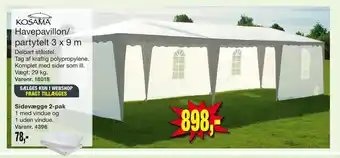 Harald Nyborg Havepavillon/ partytelt 3 x 9 m tilbud