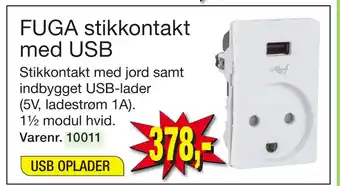 Harald Nyborg FUGA stikkontakt med USB tilbud