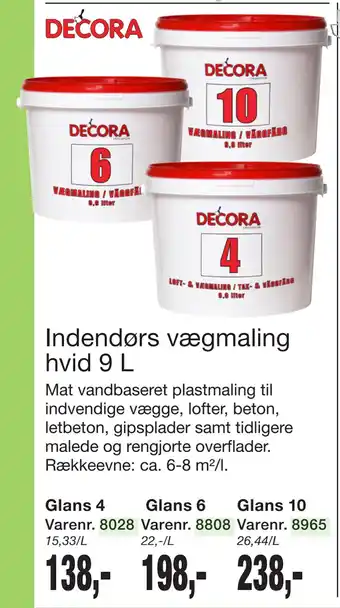 Harald Nyborg Indendørs vægmaling hvid 9 L tilbud