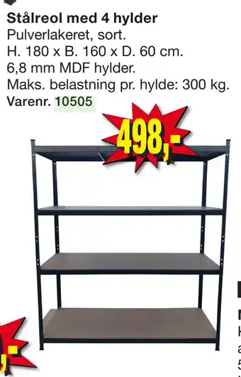 Harald Nyborg Stålreol med 4 hylder tilbud