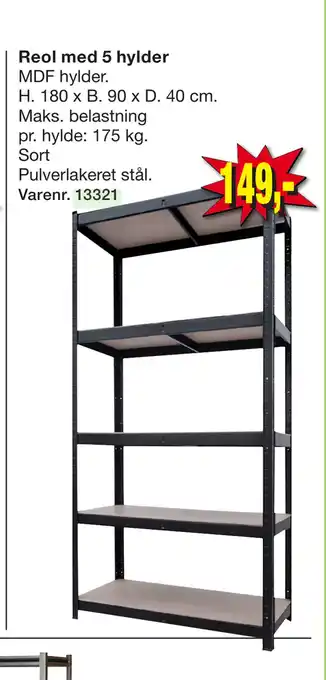 Harald Nyborg Reol med 5 hylder tilbud