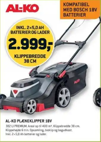 XL-BYG AL-KO PLÆNEKLIPPER 18V tilbud